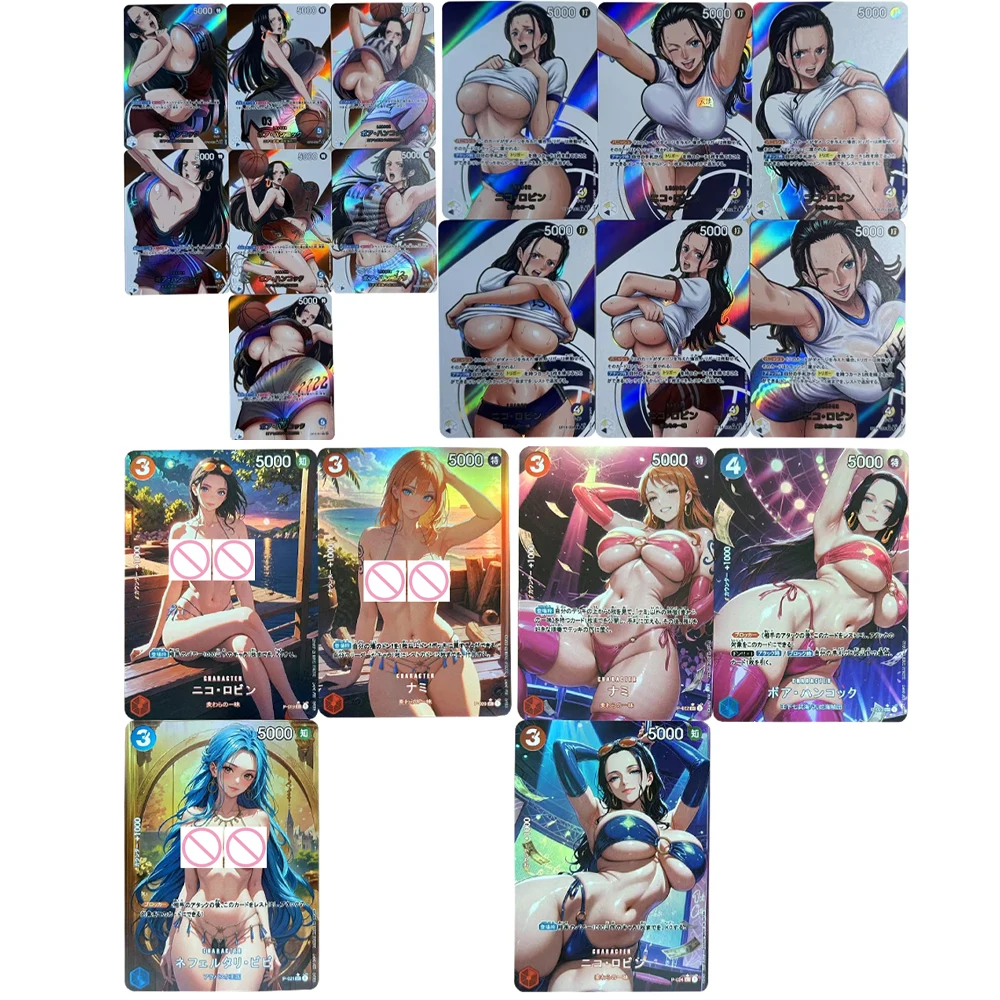 

7Pcs/set New Design Waifu OPCG Sexy Collection Card Anime Boa Hancock Nico Robin Refracted Twill Flash Card Boy Gifts