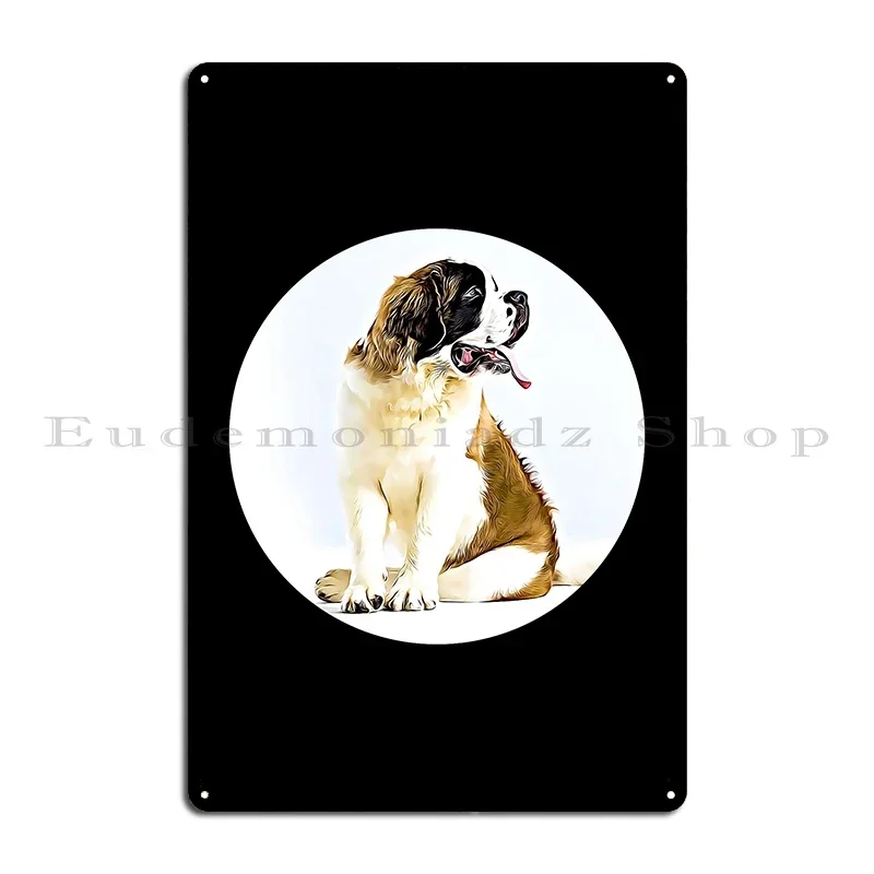 St Bernard Portrait Saint Bernard dog On The Dock Metal Plaque Club Design Customize Living Room Decoration Tin Sign Poster