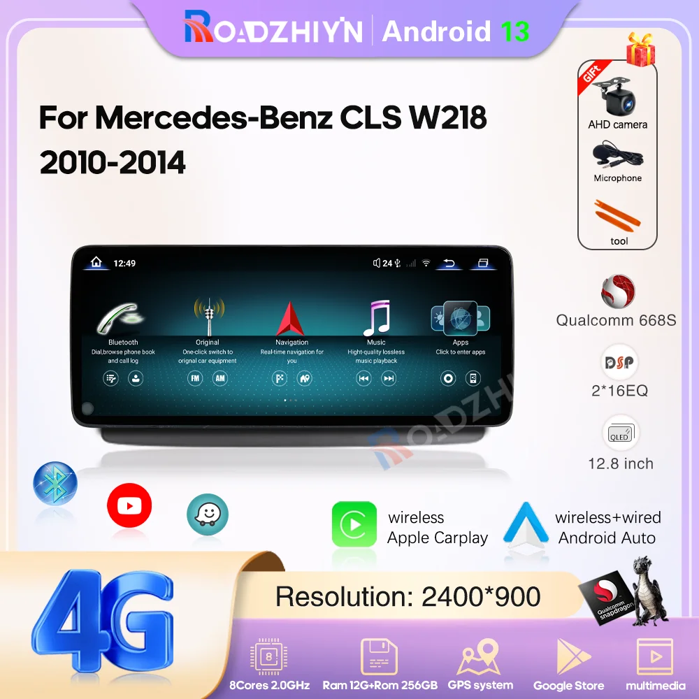

12.8inch Android13 Car Multimedia Video Player Mercedes-Benz CLS W218 2010-2014 GPS Navigation Auto 8Core Carplay 4G WiFi 360