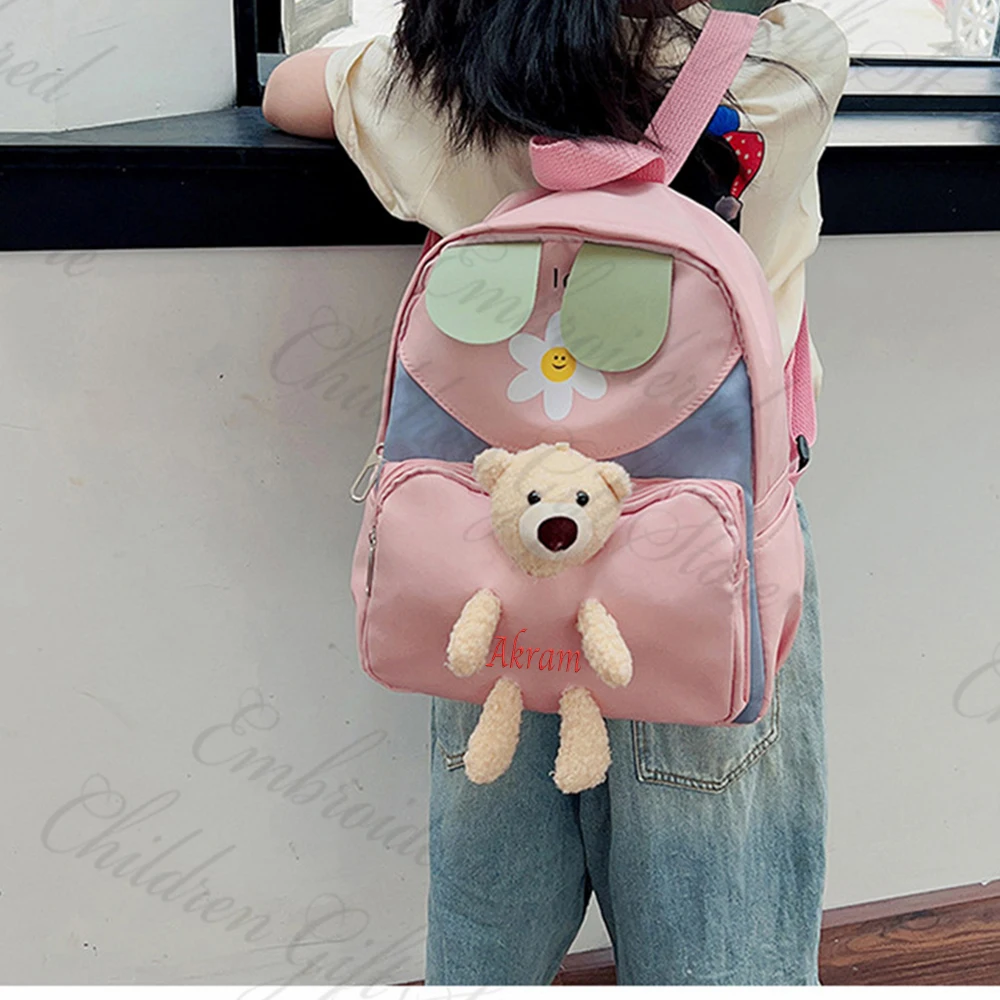 

New Colored Backpack Personalized Name Cute Cartoon Children's Backpack Embroidery Name Kindergarten Book Bag for Boys Girls