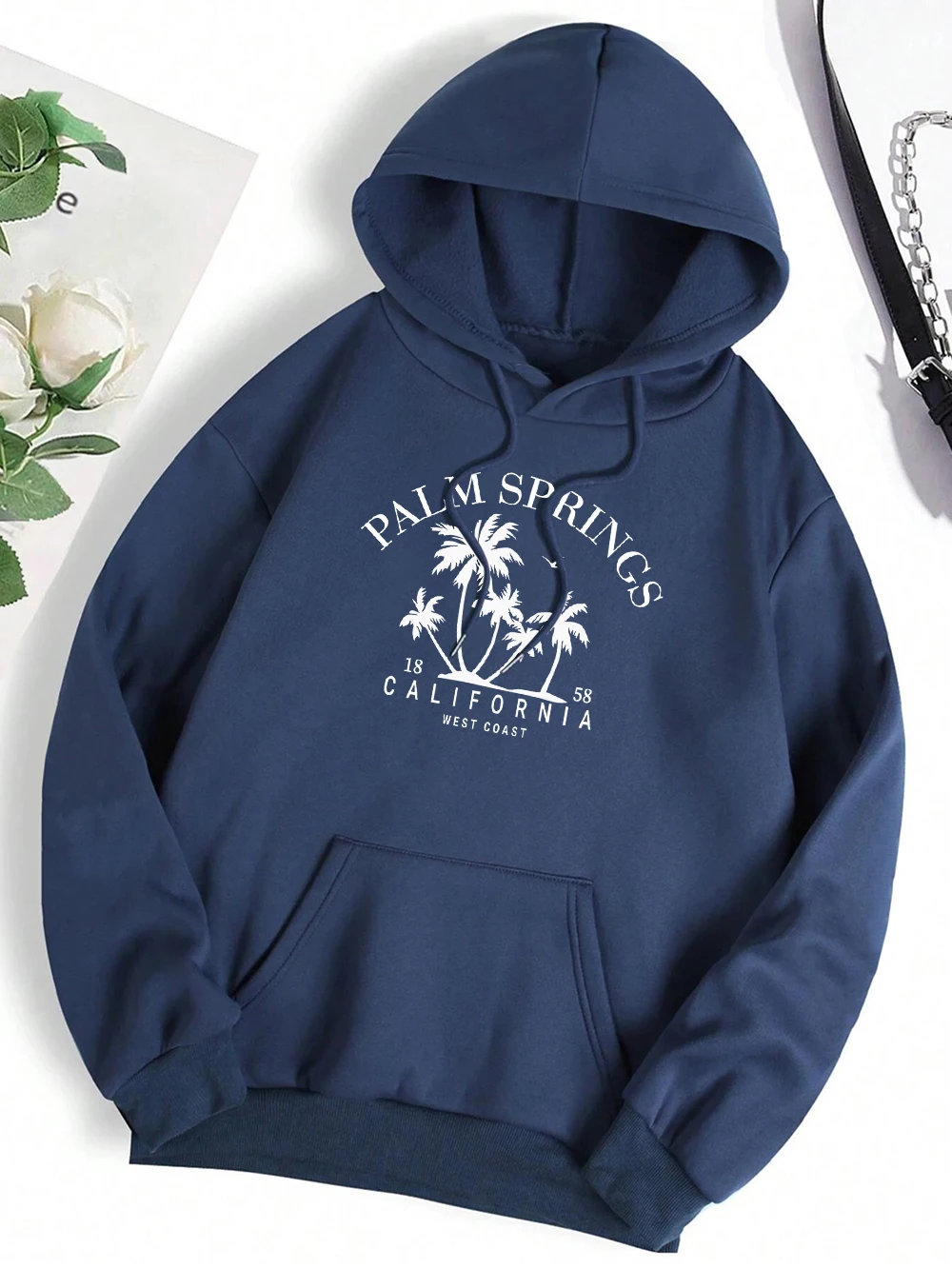 Palmen federn 1858 Kalifornien Westküste Streetwear Männer Frauen Fleece Hoodies Herbst Fleece Hoody Mode übergroße Kleidung Paar