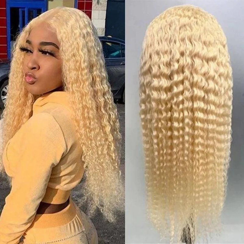 Rosabeauty 13x4 613 Honey Blonde Water Curly HD Transparent HD Lace Frontal Wig Brazilian Remy Color Loose Deep Wave Front Human