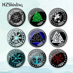 2023 New Vegvisir Viking Badge Brooch Norse Valknut Pin Backpack Decoration Pins Round Jewelry Women Gift