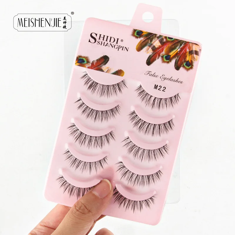 Nep Wimpers 5Pairs 3D Nertsen Wimpers Natura Lange Manga Wimpers Piekerige Natuurlijke Look Valse Wimper Extension Make up Gereedschap Faux Cils