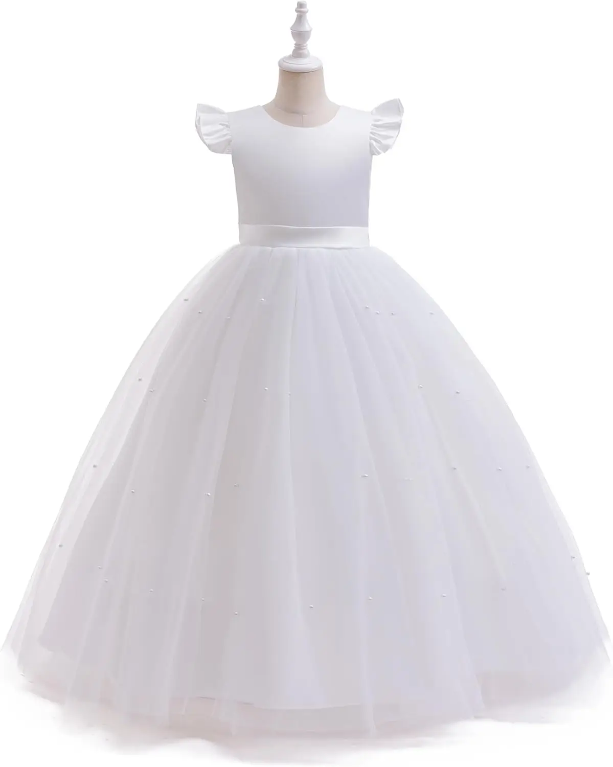 Flor meninas cetim tule vestido de dama de honra longo uma linha casamento aniversário pageant vestidos de festa flor menina vestido de baile