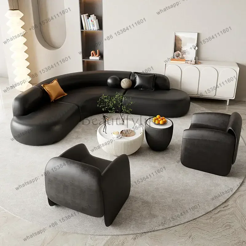 LSItalian Minimalist Office Sofa Modern High-end Living Room Corner L-shaped Reception Sofa Guest Area Office Furniture FYOS
