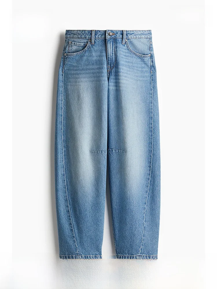 

H&M Women's Casual Faionable Loose Leg Jeans Spring Season mid Waist Lazy Wide Leg Jeans Cotton 00% Long Pants