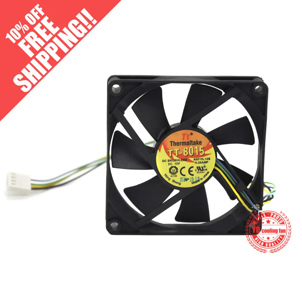

NEW FOR EVERFLOW Thermaltake TT A8015L12S 8015 8CM 4PIN PWM 12V 0.28A cooling fan