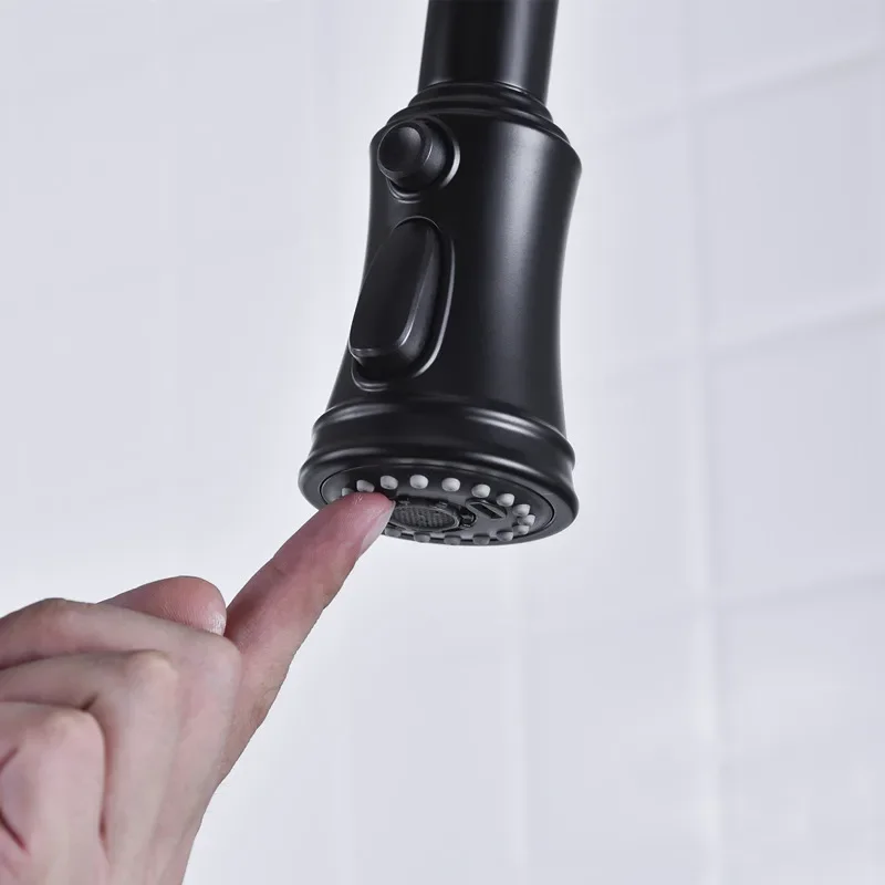 Matte black kitchen faucet spray shower  pull out shower kitchen  pull down faucet with spray shower kitchen tap