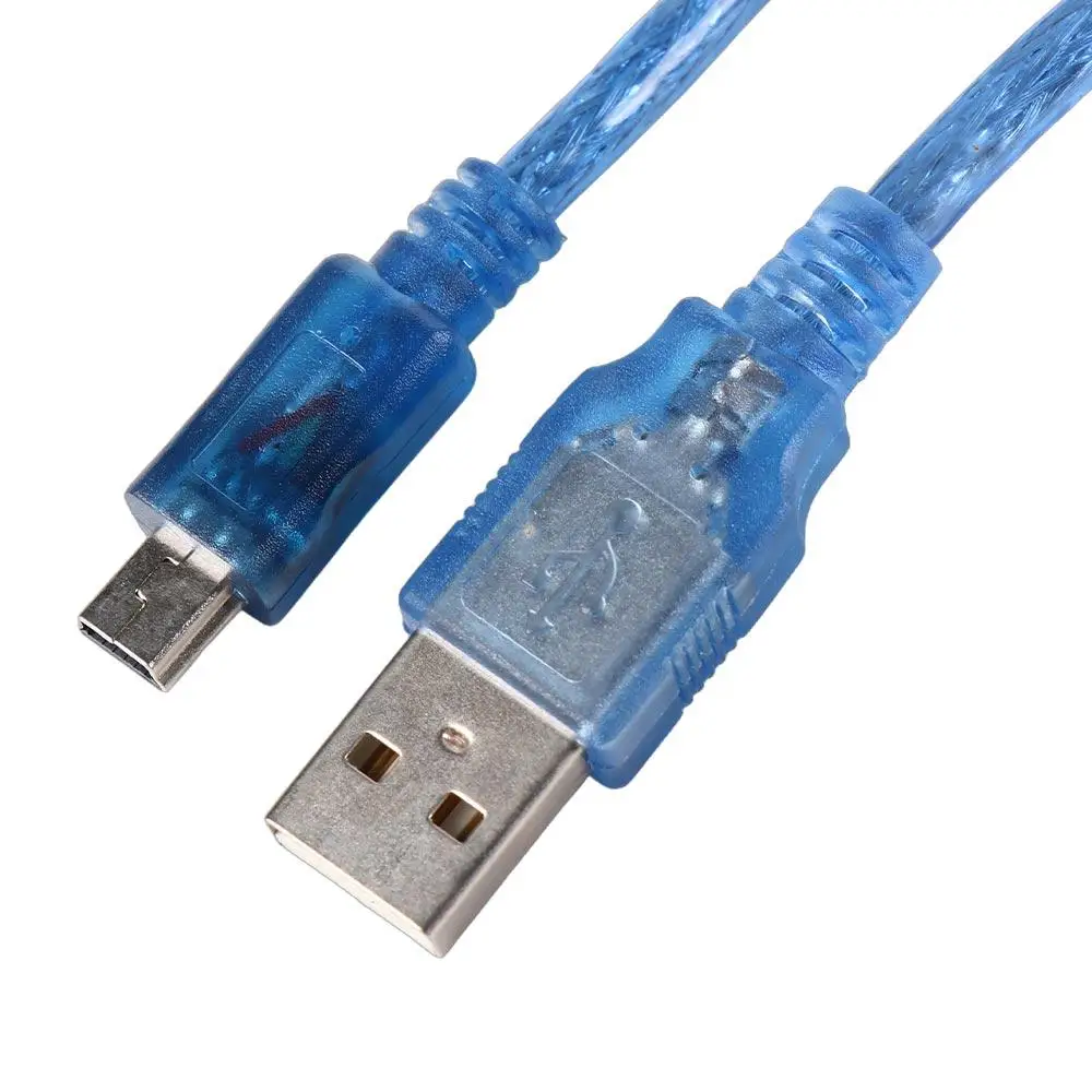 Transparent Blue USB Printer Cable Copper USB 2.0 Type Mini 5P Data Cable T-port 0.3m/0.5m/1m Extend Usb Data Cable