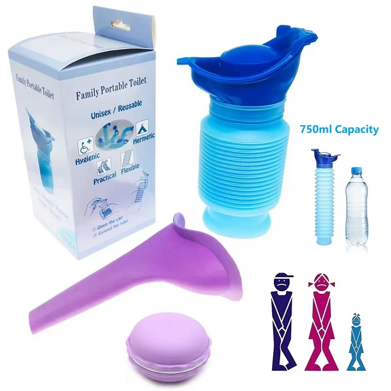 

1Set 750ML Urinal Car Urinal Bucket Outdoor Standing Urine Emergency Travel Portable Reusable Shrinkable Camping Toilet Leak