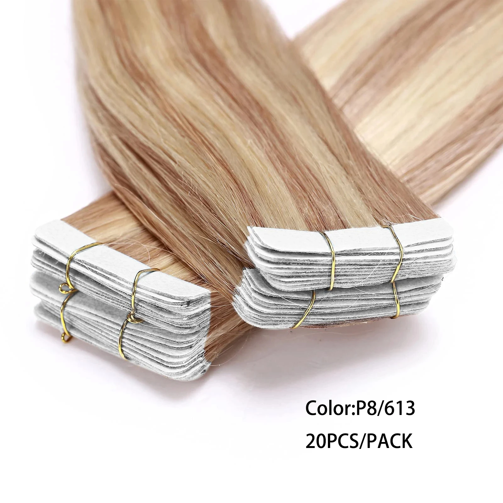 Tape In Remy Hair Extensions 50 Grams Straight Tape Hair P8/613 Mix Blonde Color Hair Extensions Invisible Skin Weft Adhesive