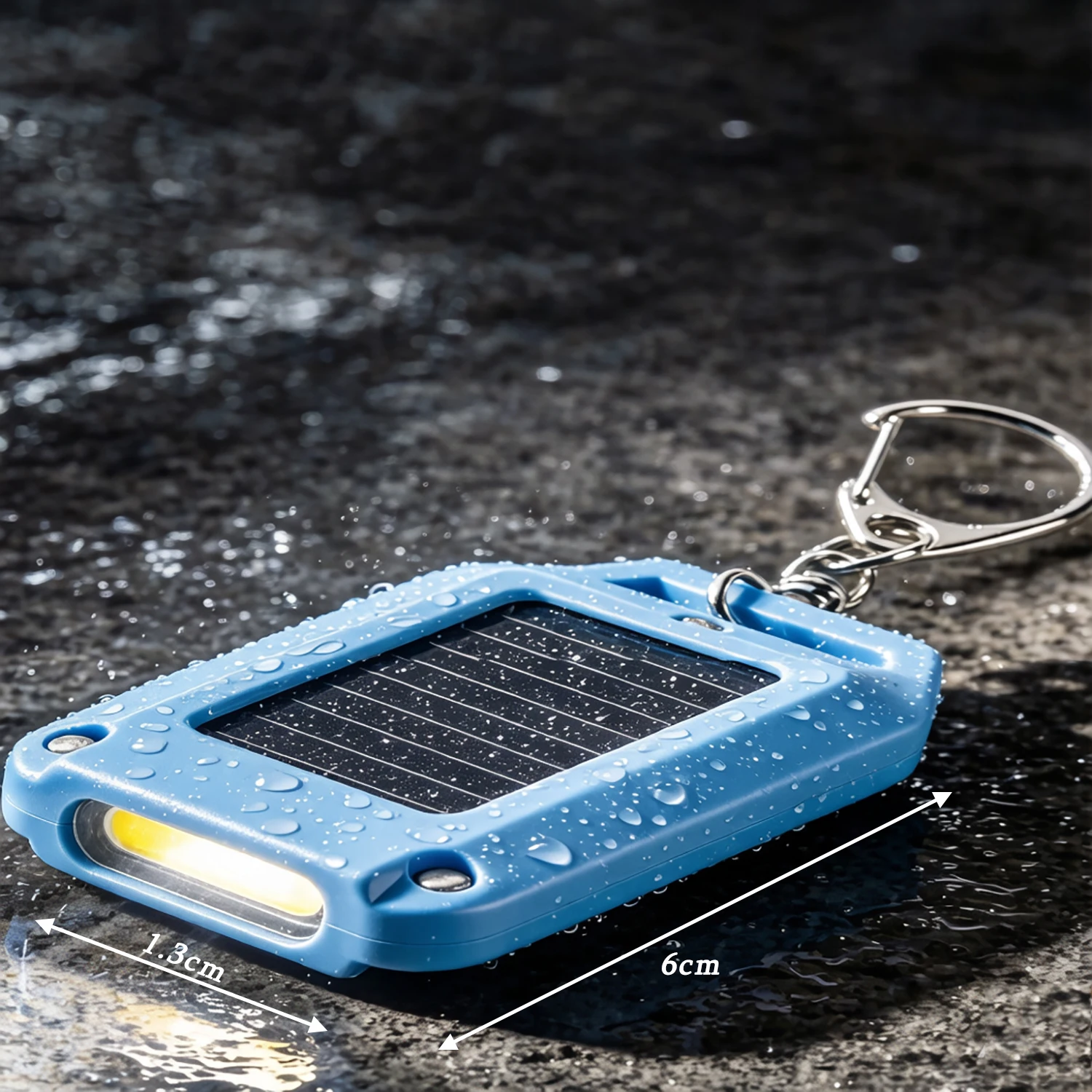 Solar Keychain Work Light 3 Modes Portable Mini Flashlight with Dual Charging Solar & USB-C Rechargeable Keyring Pocket Light
