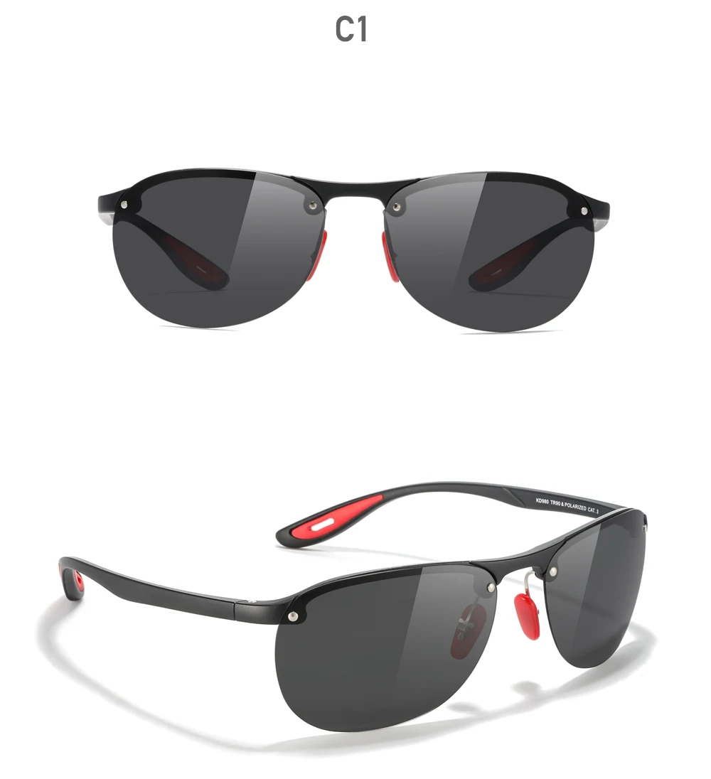 KDEAM Ultraleichte polarisierte Sonnenbrille für Herren, sportlich, elastisches TR90-Material, große Größe, 63 mm Linsenbreite, Angelbrille – Detail 11