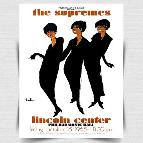 METAL SIGN The SUPREMES LIVE at the CENTRE 1965 printed concert print-Aluminum