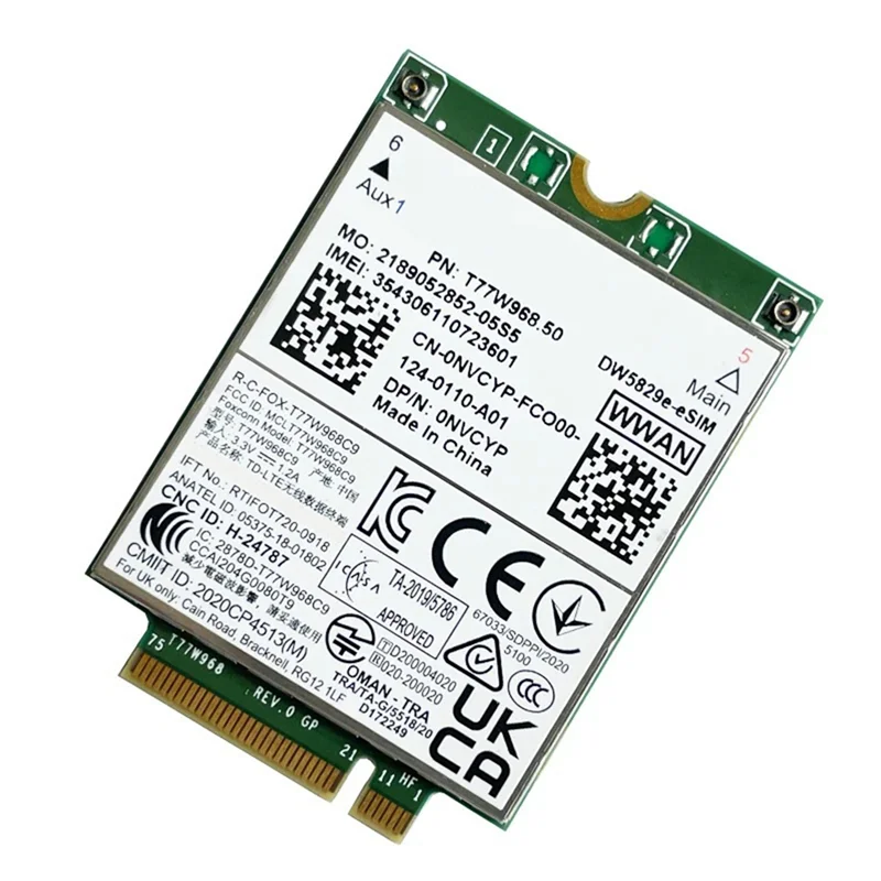 B03B-T77W968.50 Dw5829e-ESIM M.2 Modulo modem 4G Cat9 450Mbps TDD-LTE Modulo 4G per laptop Dell 7320 7330 7520 7530 7430