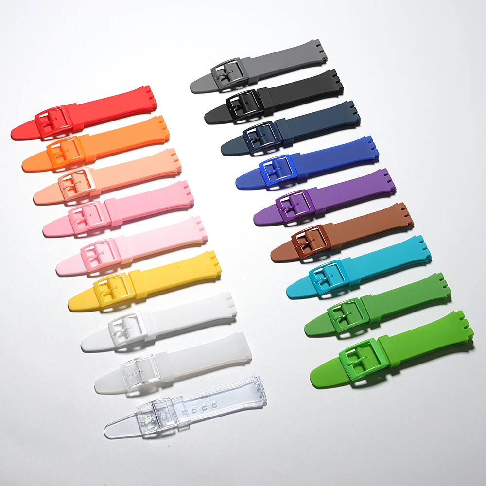 Silikon-Uhrenarmband für Swatch, buntes Sportarmband, Ersatz-Armband, Gummi-Uhrenzubehör, 16 mm, 17 mm, 19 mm, 20 mm – Detail 1