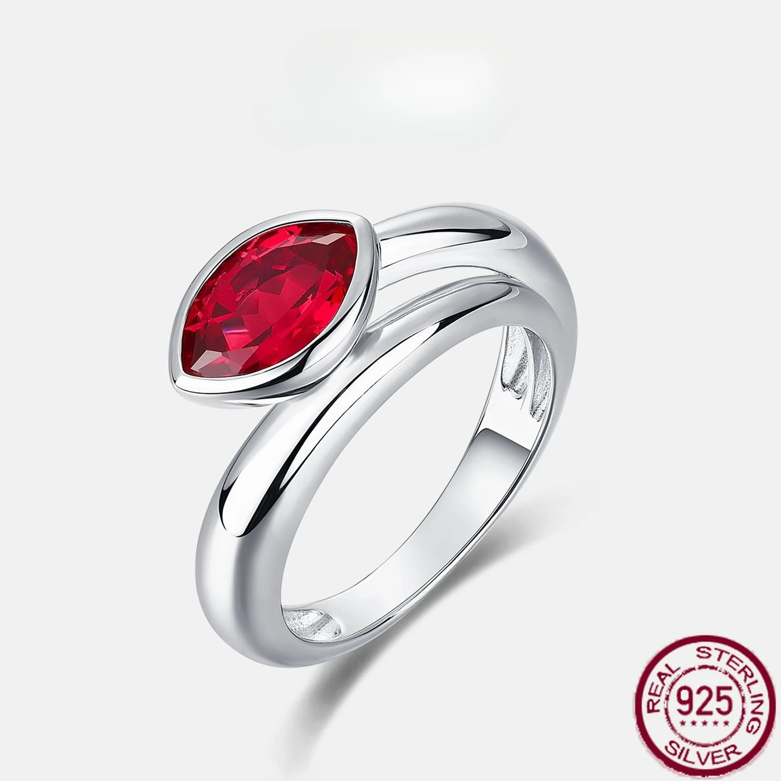 

New S925 Pure Silver Simple Fashion Nurturing Red Treasure Ring Set with Nurturing Colorful Treasure Ring Wedding Jewelry