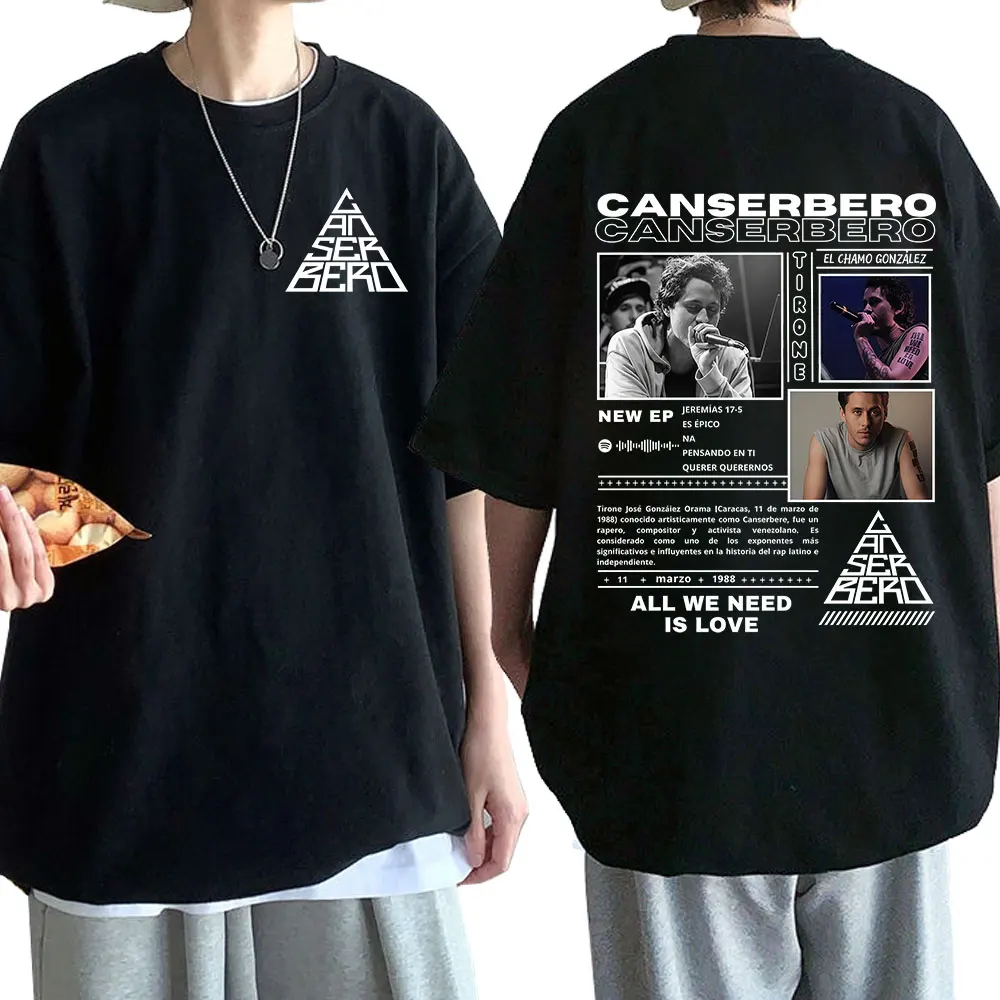Camiseta de rapero Canserbero All We Need Is Love, camisetas Muerte Vida, ropa para hombres y mujeres, moda Hip Hop, camiseta de gran tamaño Harajuku