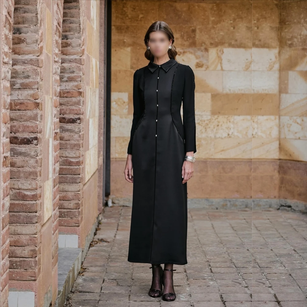 

Customized Glitter Temperament Black Straight Midi Dresses Bespoke Occasion Evening Dress Woman Elegant Party Wedding