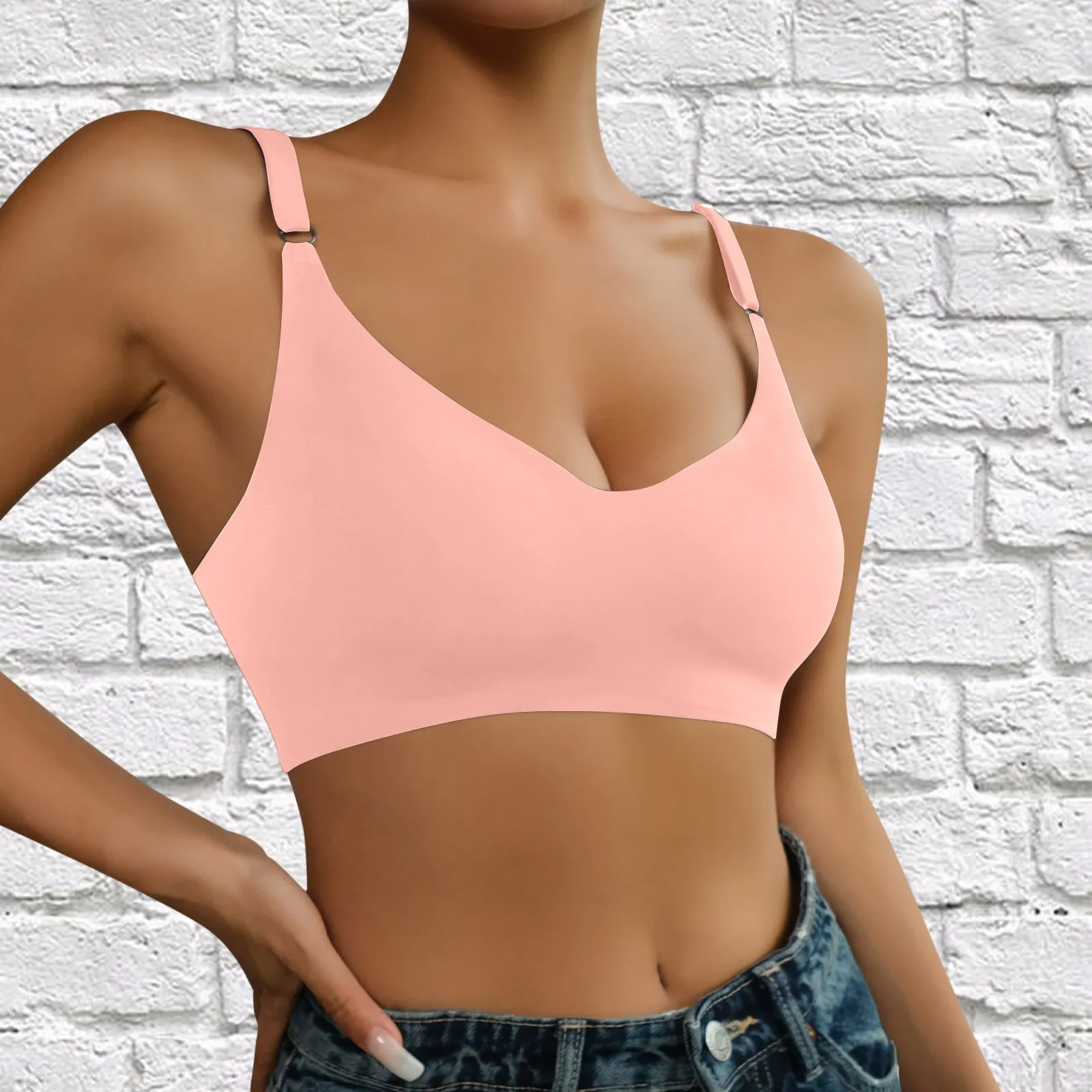 Women's Sexy Beautiful Back Gathers Comfortable Ladies Underwear Without Rims Tops 2024 Summer New Ice Silk Seamless Bra