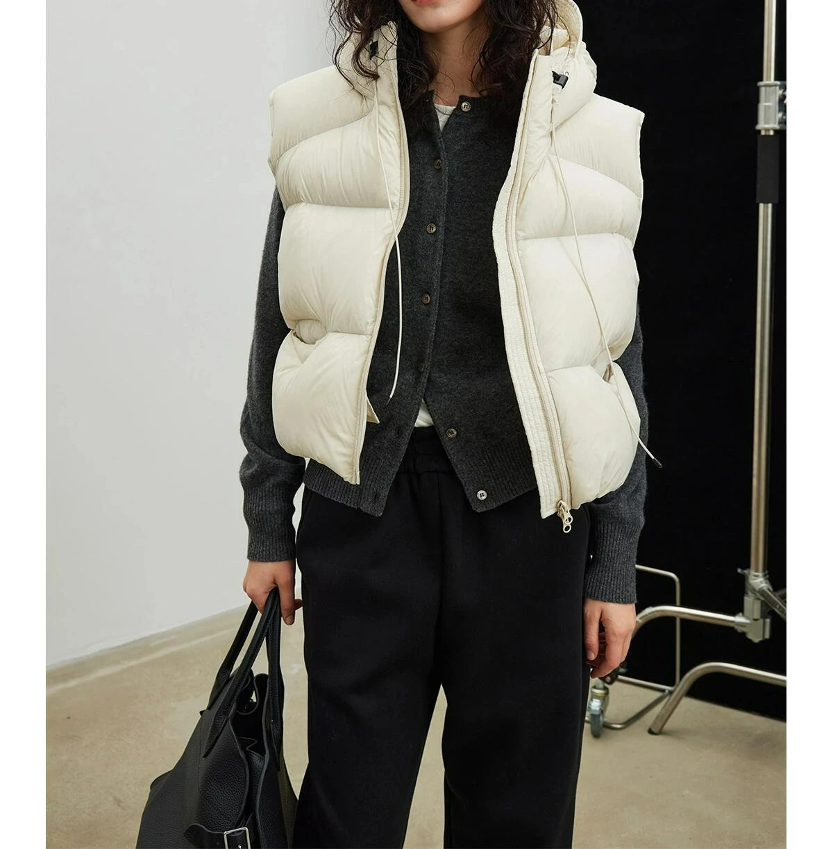 2025 Autumn and Winter New Jacket with Fleece Hooded Down Vest Women's Short Outer Wear