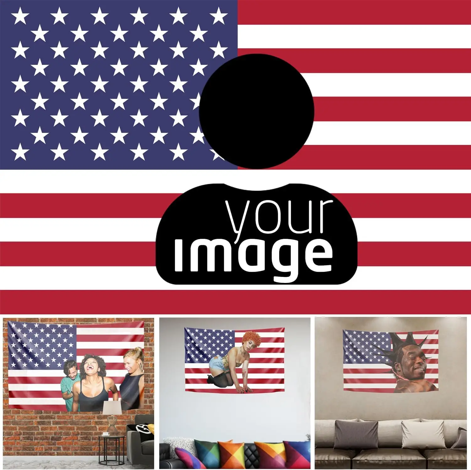 Custom Tapestry Flag Background Upload Images Customized Photo Wall Hanging Backdrop, Personalized Tapestry For Bedroom