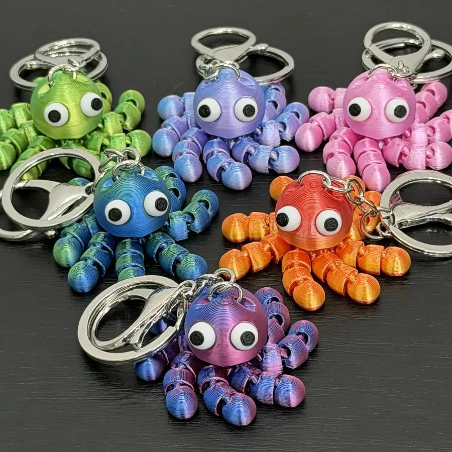 1/5/10/20/50/100pcs 3D Printed Octopus Keychains Set with Movable Joints, Cute Animal Key Rings, Creative Octopus Figurines, Ide