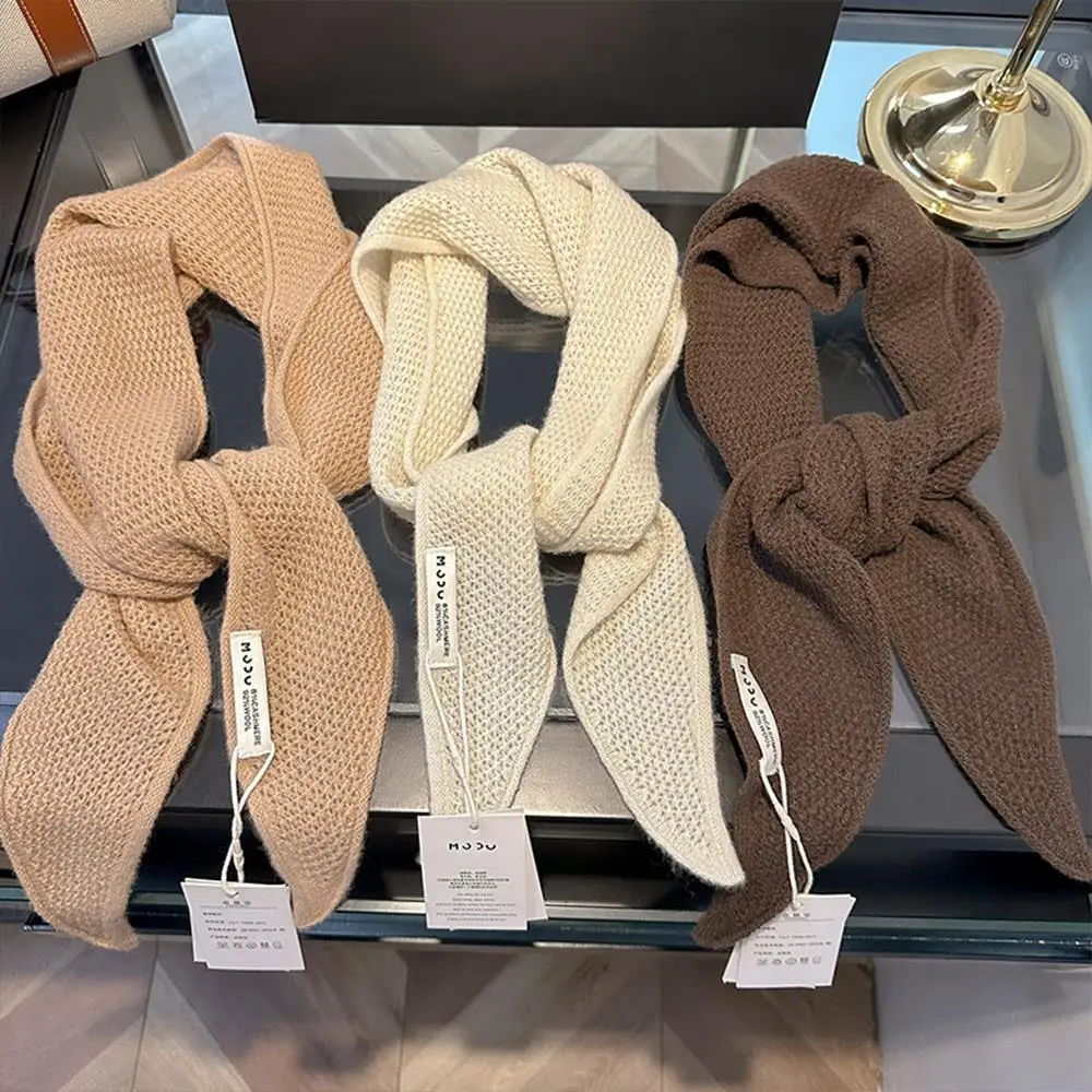 

Треугольный шарф из 100% австралийской шерсти, однотонный, мягкий, толстый, пушистый, теплый, корейский, Y2K, теплый, холодостойкий, ветрозащитный, модный шарф