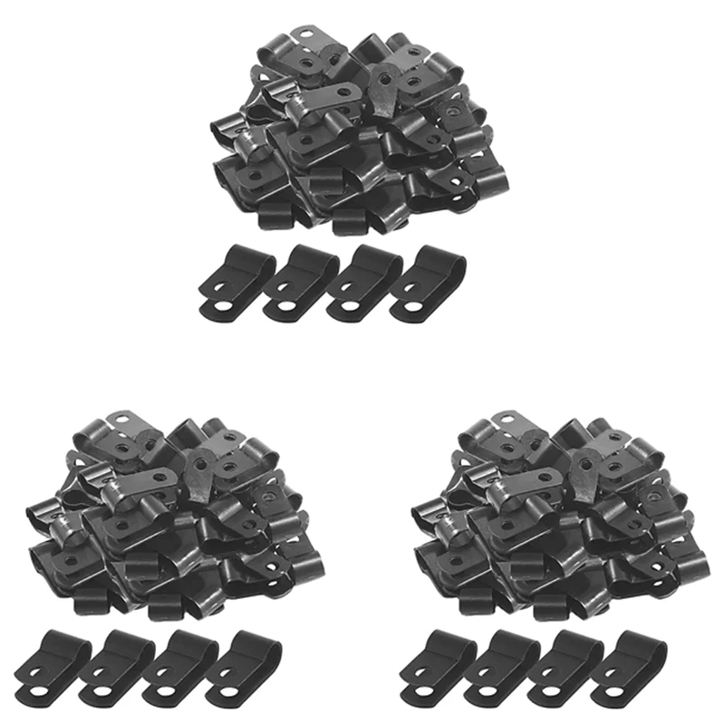 

ABMR-3000 Pcs 1/4 Inch Black Nylon R-Type Cable Clips For Mounting Indoor Outdoor Rope Light Electrical Wire Clamp Fastener