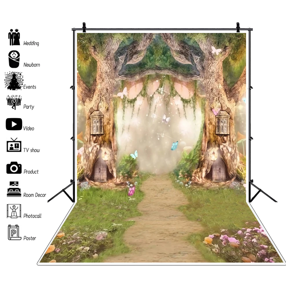 Laeacco Dream Forest Spring Jungle Backdrop Fantasy Fairy Tropical Scenery Family Shoot Background Photography for Photo Studio