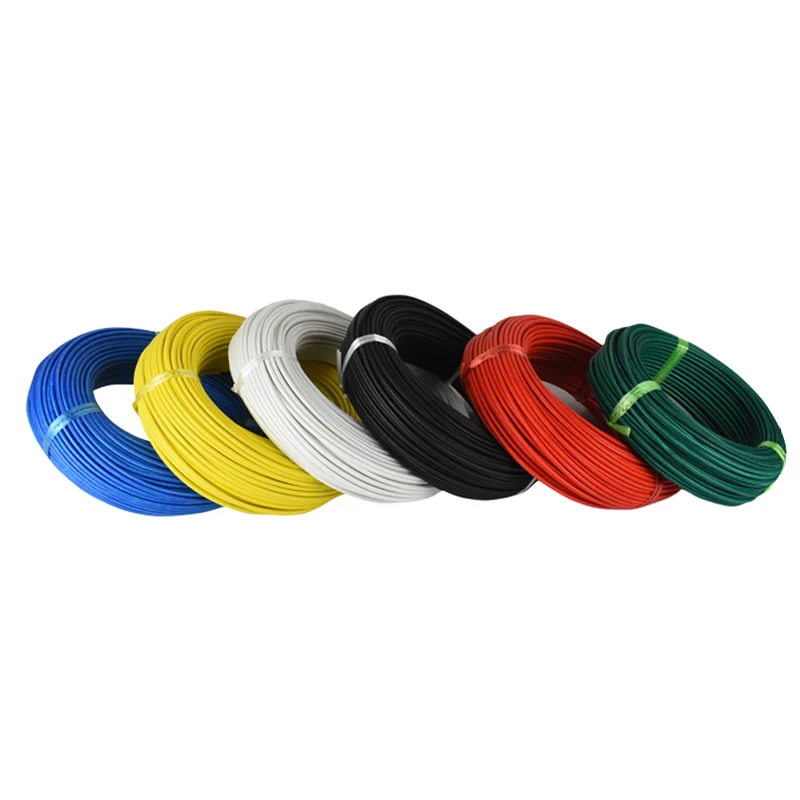 Câble électrique en Silicone souple résistant à la chaleur, 5 mètres/lot, 8 10 12 14 16 18 20 22 24 26 28 30 AWG 5M 6 couleurs rouge noir bleu