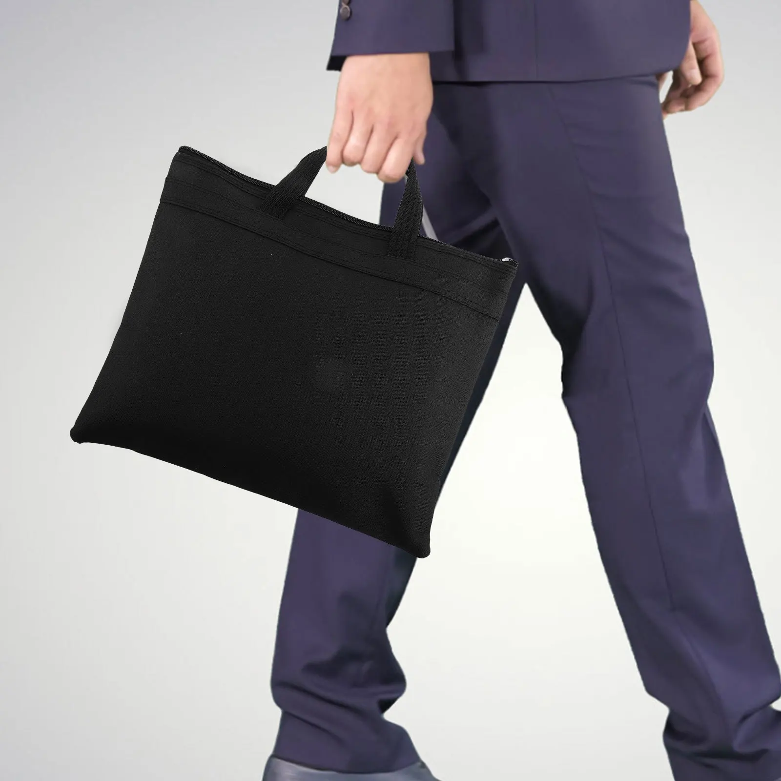 حقيبة مستندات الأعمال المحمولة منظم الملفات القماش أكسفورد طبقة مزدوجة سستة التعامل مع حقيبة مستندات للاجتماعات #2