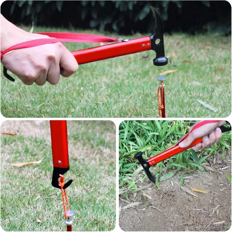 

Portable 12-Inch Aluminum Tent Hammer – Lightweight Stake Mallet with Hook for Camping, Hiking & Emergency Kits