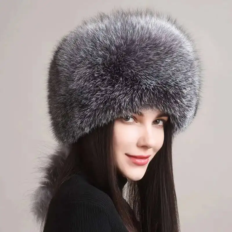 Real Fox Fur Hats Women Winter Luxury Snow Hats Warmth Ear Protection Caps Russian Bonnets Cap Thickened Natural Fuury Fur Hats