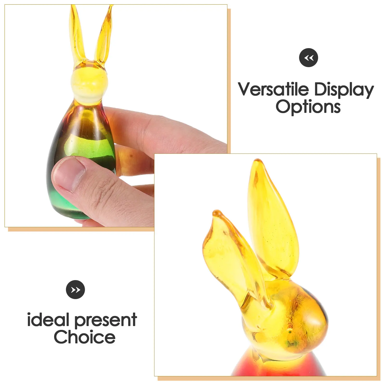 Mini Crystal Bunny Home Decor Colorful Refractive Sculpture Office Desk Ornament Easter Rabbit Crystal Animal