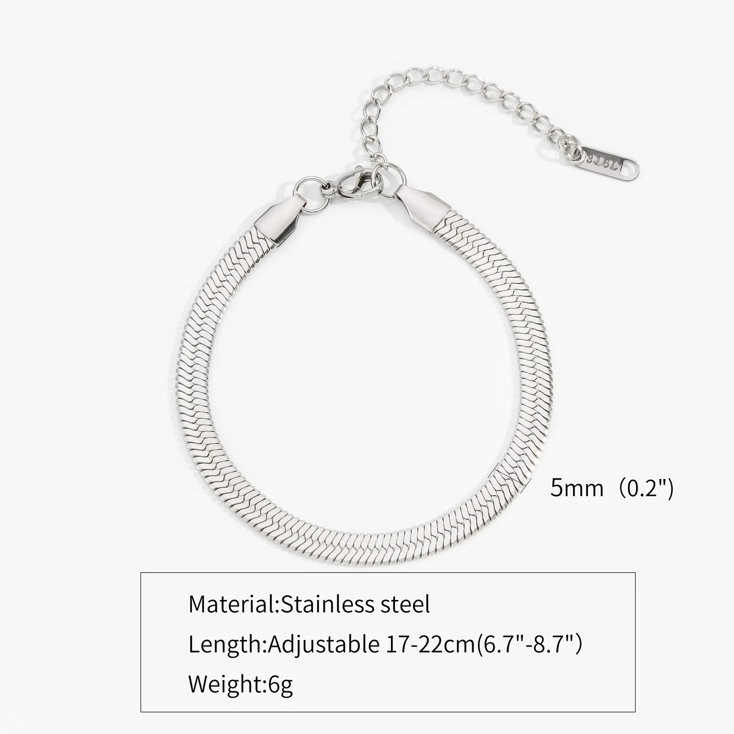 2-5 mm Edelstahl-Kettenarmband für Damen und Herren, goldfarben, Schlangenkette, mit verlängerter Kette, wasserdicht, Party-Schmuck – Detail 13