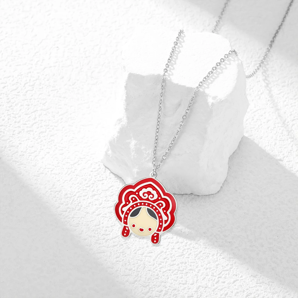 HIPEE Russian Kokoshnik Nesting Doll Necklace Stainless Steel Enamel Pendant Necklace For Women Ethnic Cultural Souvenir Jewelry