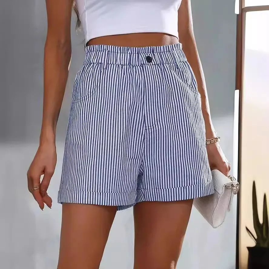 casual shorts women's wear New summer casual pocket striped
