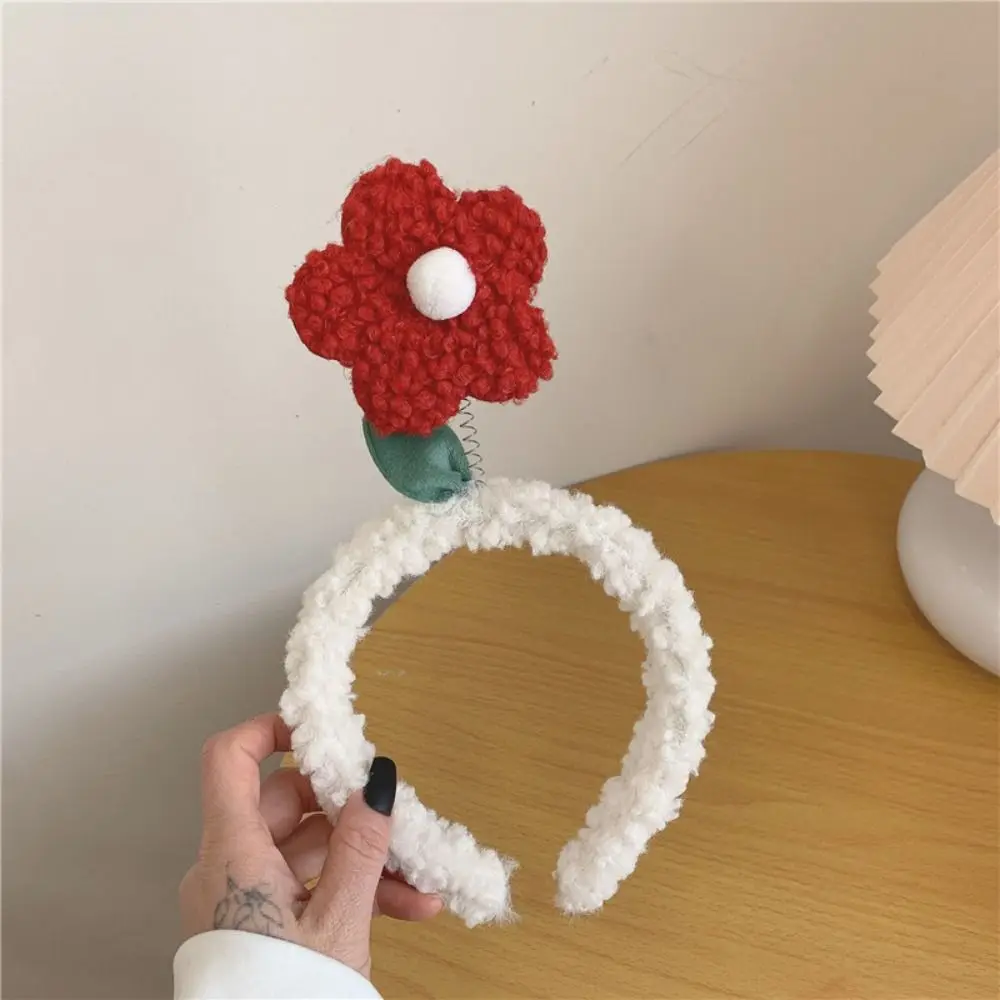 ที่คาดผมผ้ากำมะหยี่ลายดอกไม้น่ารักปรับได้ที่คาดผมการ์ตูนสำหรับฤดูใบไม้ร่วงฤดูหนาวที่คาดผมกันลื่น