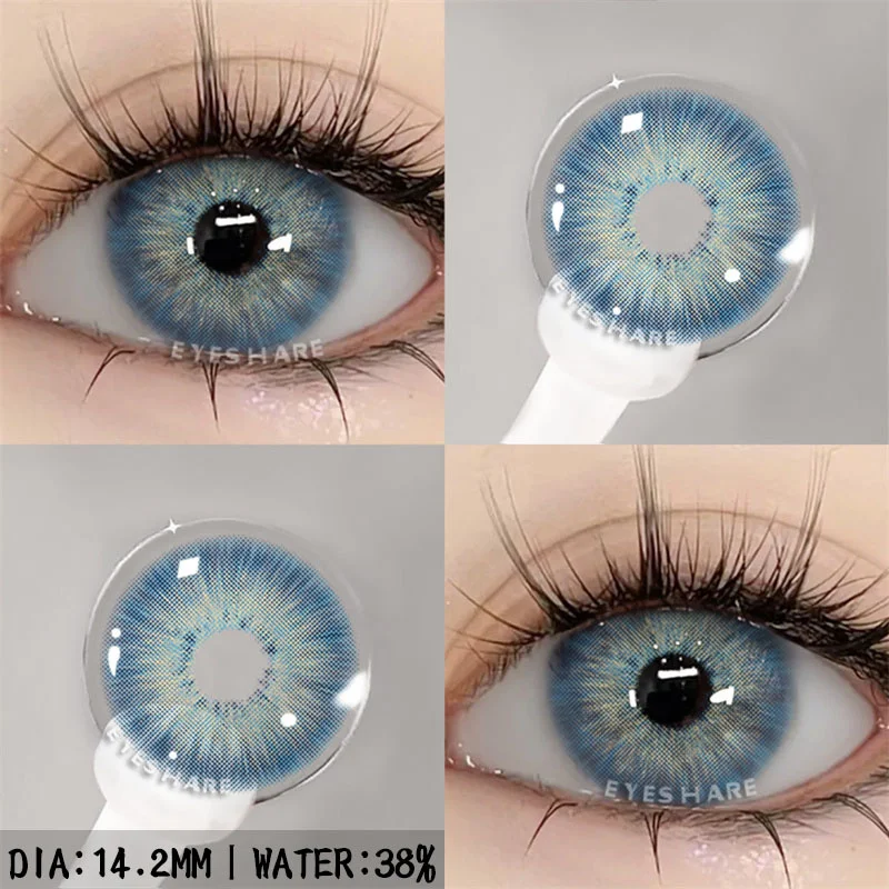 EYESHARE 2 Stück farbige Kontaktlinsen mit Augen, natürliche blaue Kontaktlinsen, braune Schüler, Schönheit, graue Linsen, jährliche grüne Kontaktlinsen