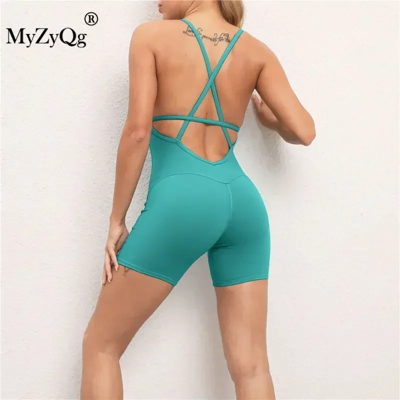 Frauen Hohe Taille Kreuz Backless Bodysuit Streetwear Yoga Overall Sets Fitness Sport Running Set Trainingsanzug Gym Sportswear Engen