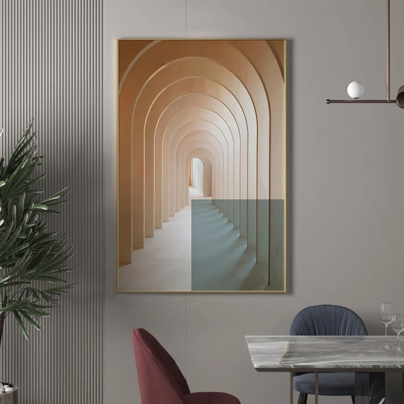 Super large size light luxury architectural decorative painting living room entrance space extension hanging painting