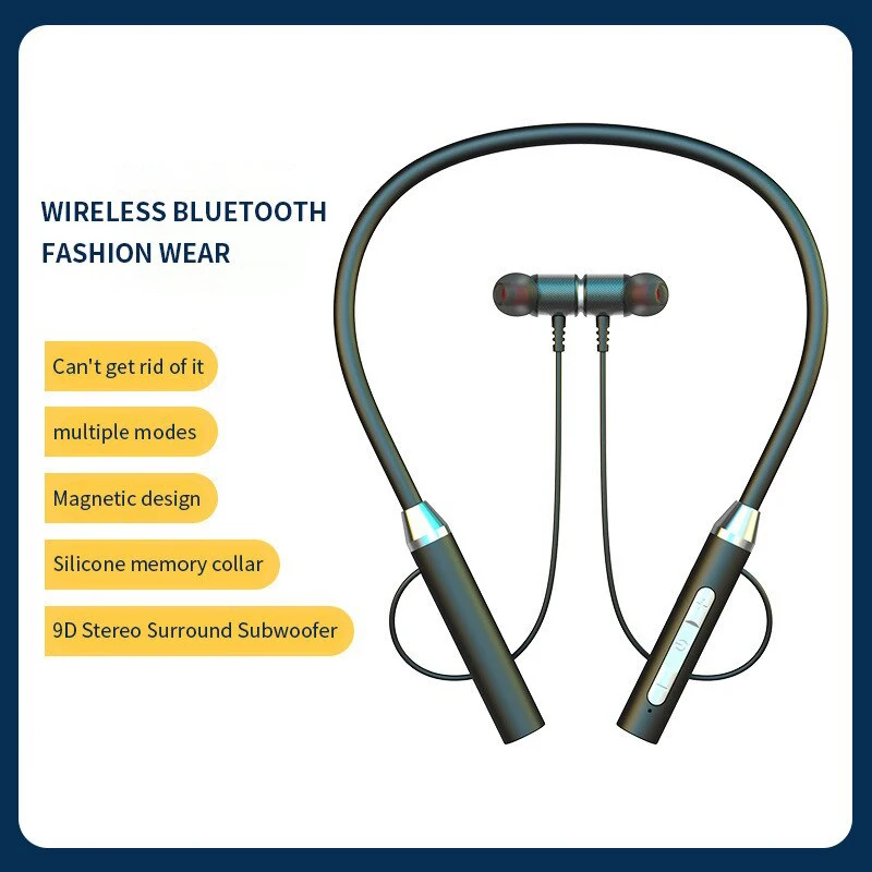 Wireless Headphone Bluetooth Neckband Earphones Magnetic HIFI Sport Headset Halter Waterproof Earbuds with Mic for Mobile Phone