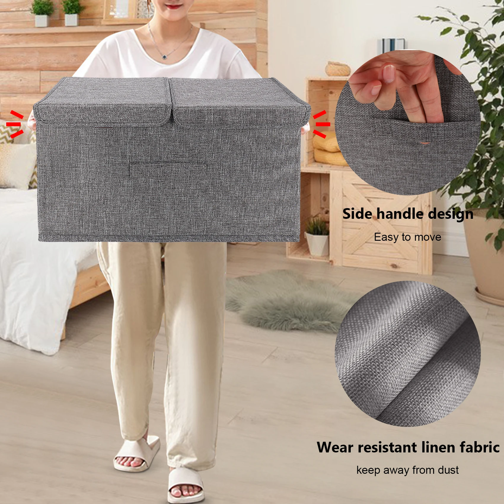 

ABWP-Storage Box,Collapsible Fabric Storage Box With Lid,Organizer For Toys/Clothing/Home/Office Or More