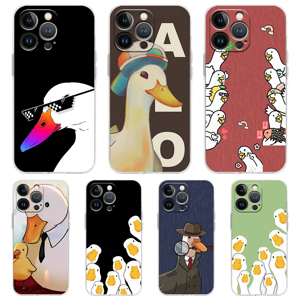 

Cartoon Cute Goose Game Phone Case for iPhone 16 15 14 13 12 Pro Max Transparent Soft for iPhone 11 Pro Max 7 8 Plus XS XR Shell