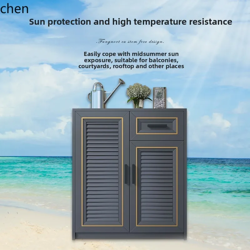 A2-27  outdoor balcony all-aluminum alloy storage cabinet waterproof and sunscreen large-capacity outdoor storage cabinet