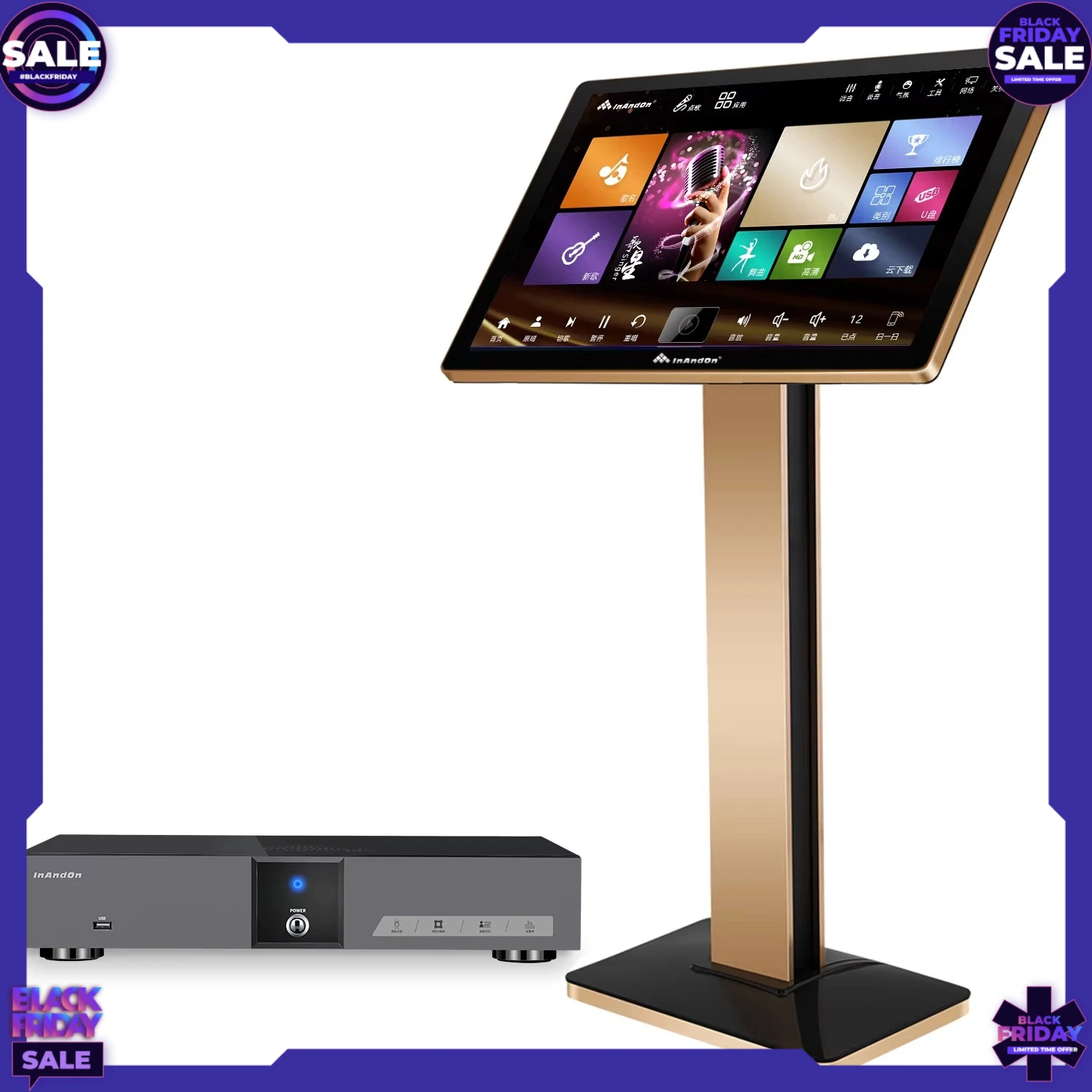 

InAndOn KV-V5 MAX Online Movie Smart Song-Selection KTV Karaoke System Machine 21.5 " Touch Screen 4TB HDD Karaoke Player