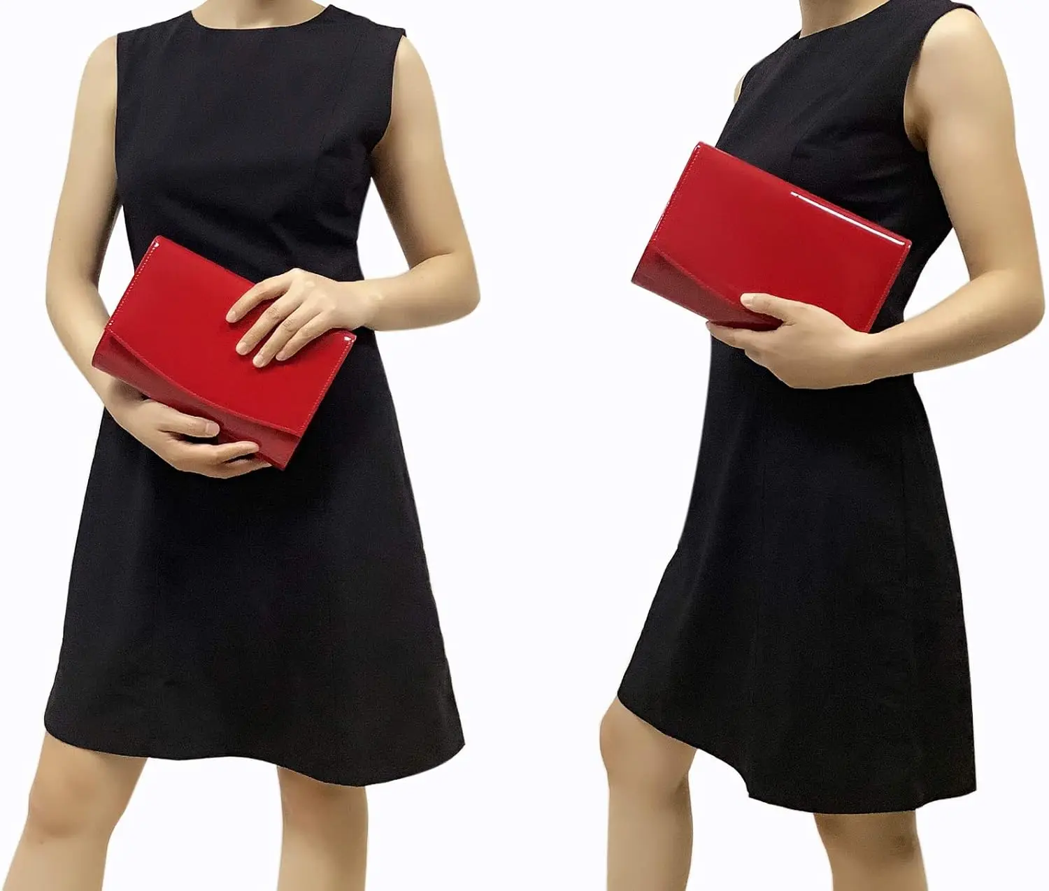 

Patent Leather Flap Clutch Classic Elegant Evening Bag Chic Dress Purse