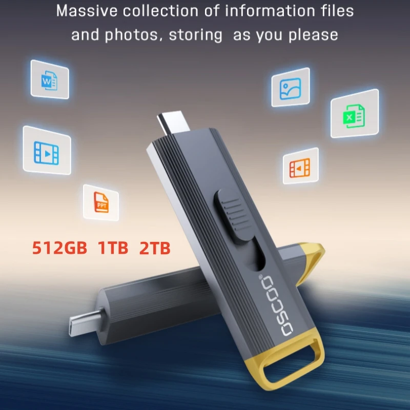 OSCOO 20Gbps High Speed USB Flash Drive Type C 3.2 Gen2*2  C Pull Button Pendrive 512gb 1TB Memory Disk  Stick Memory